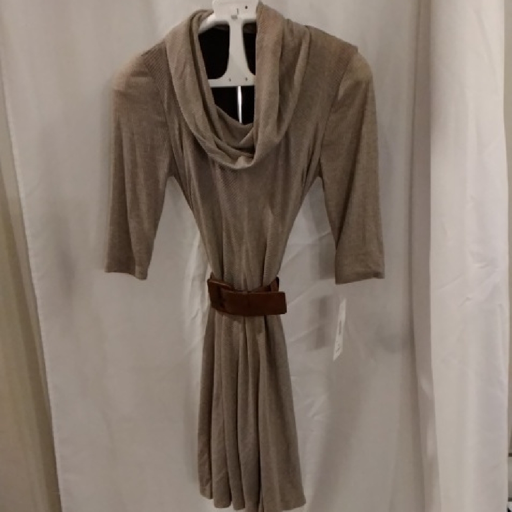 NWT Robbie Bee Tan Cowl Neck Dress